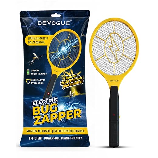 DEVOGUE® Electric Fly Swatter Bug Zapper Battery Operated Flies Killer Indoor and Outdoor Pest Control Mosquito Zapper and Insect Catcher Racket