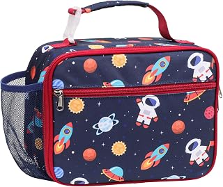 Bagseri Kids Lunch Bag Boys - Thermal Insulated Lunch Box Tote with Water Bottle Holder, Reusable Leak-Proof Kids Lunch Box for Daycare & School, Space Astronaut (Containers Not Included)