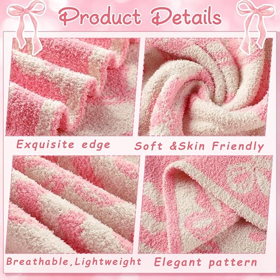 Buryeah Pink Bow Blanket Soft Microfiber Double Sided Bow Throw Blanket 50x 60 Coquette Aesthetic Plush Bedding Stuff Sofa Chair Dormitory Preppy Room Decor for Women, Wedding Bridesmaid Gifts, Mom