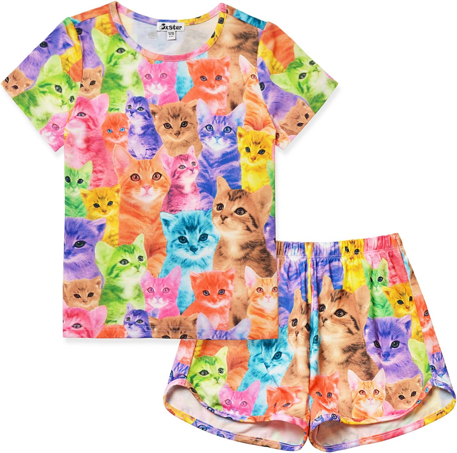 Classic Girls Short-Sleeved Pajamas Two-Piece Summer Pj Sets 3-13Y