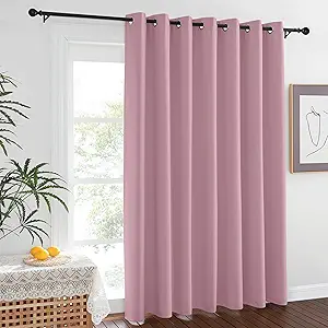 NICETOWN Room Darkening 84 inch Curtain for Patio Door, Grommet Thermal Insulated Room Divider Wide Winodw Treatment Sound Reducing for Bedroom, Black, 1 Panel, 100" W x 84" L, Rouge Pink