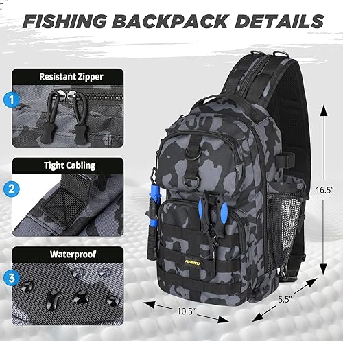 Miniatura 7 de PLUSINNO Mochila de pesca con combinaciones de caña de pescar y carrete, cajas de aparejos, mochila de aparejos impermeable para equipo de pesca