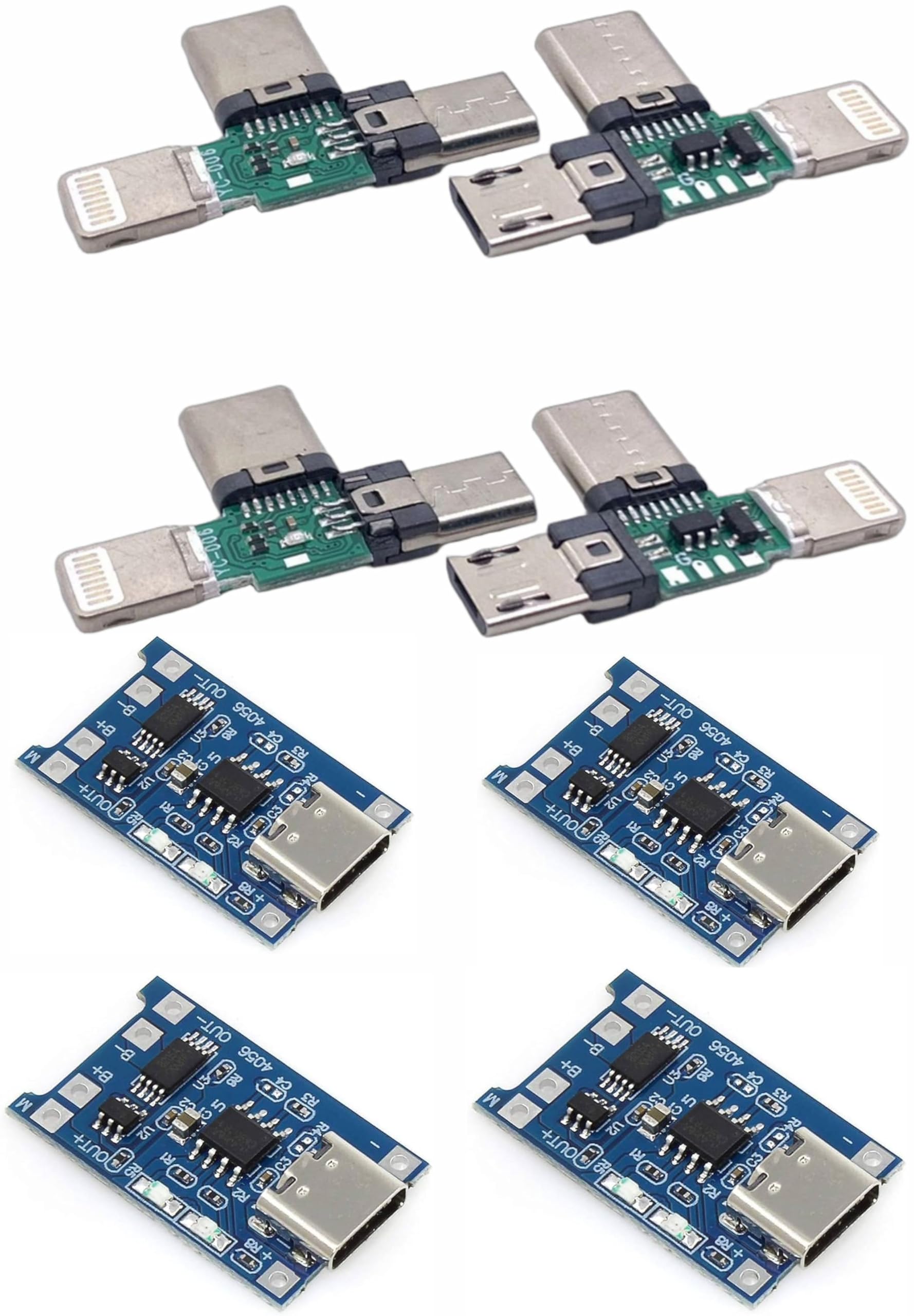 3 in 1 USB Type-C Male Port Card Plug Socket 4-Pin Module Solder Connector, Pack of 8-image-45