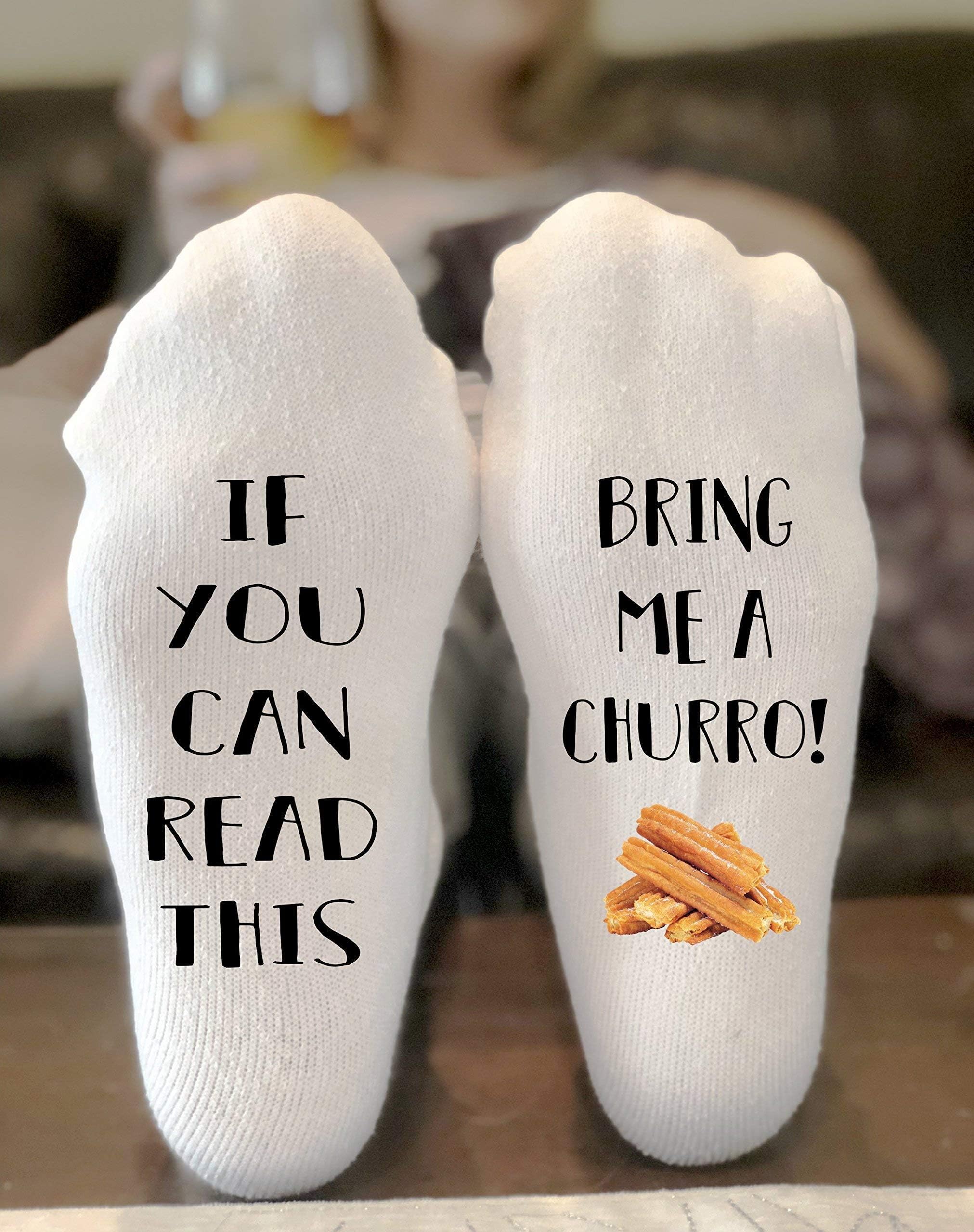If You Can Read This Bring Me A Churro Novelty Funky Crew Socks Men Women Christmas Gifts Cotton Slipper Socks