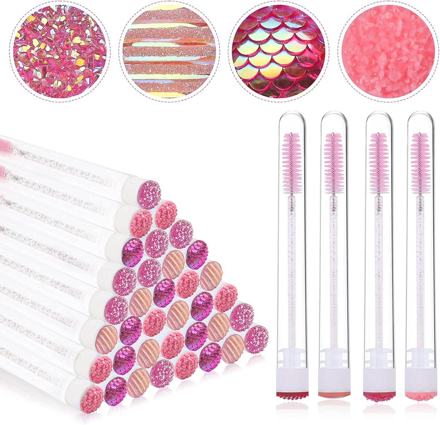 EBANKU 40PCS Rose Tube Mascara Vide, Diamant Tube De Cils Mascara Baguette Tube Vide Mascara