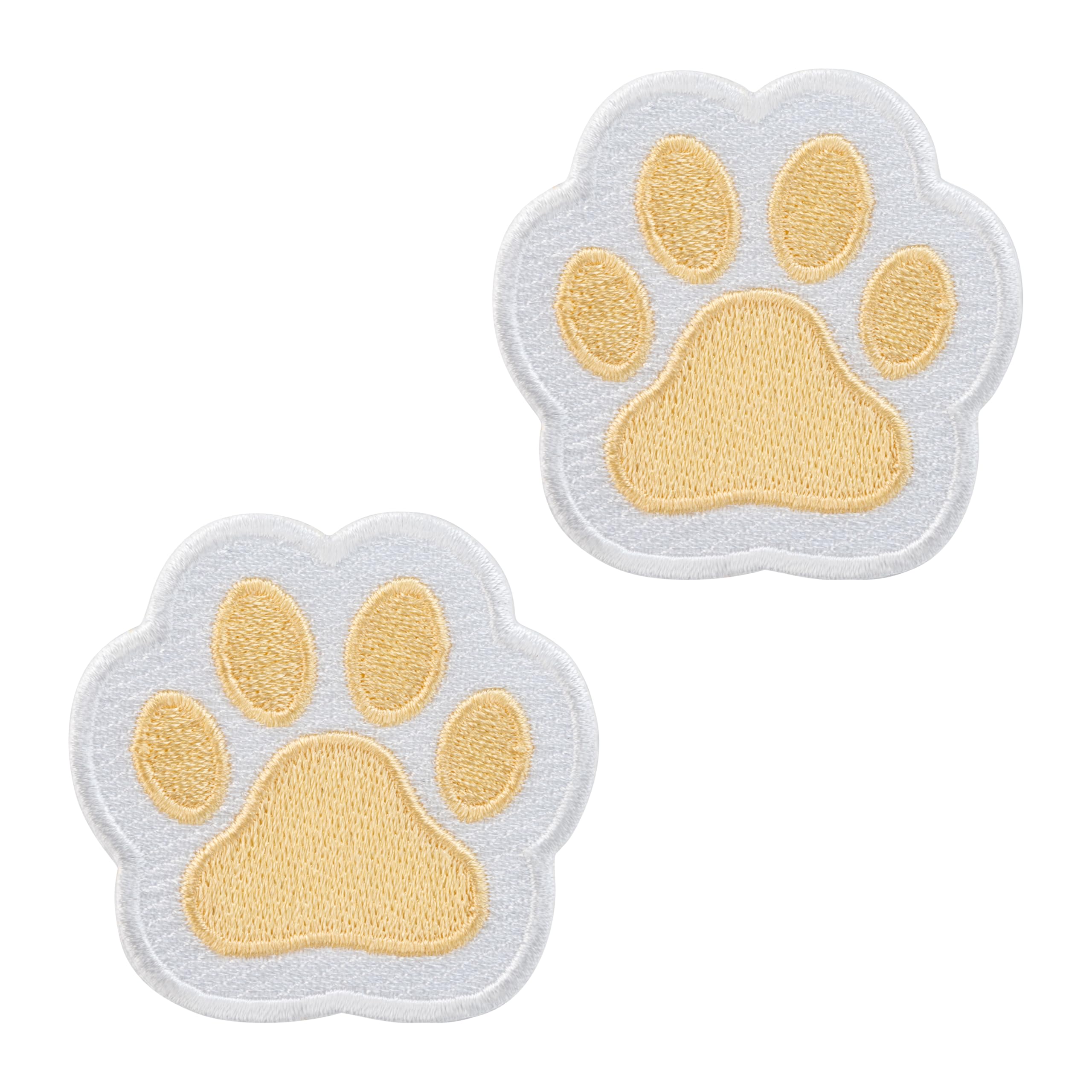 Patch Two Yellow Animal Paws Embroidered Iron-On Patch 5 x 5.1 cm | Sew or Iron On Applique Badge
