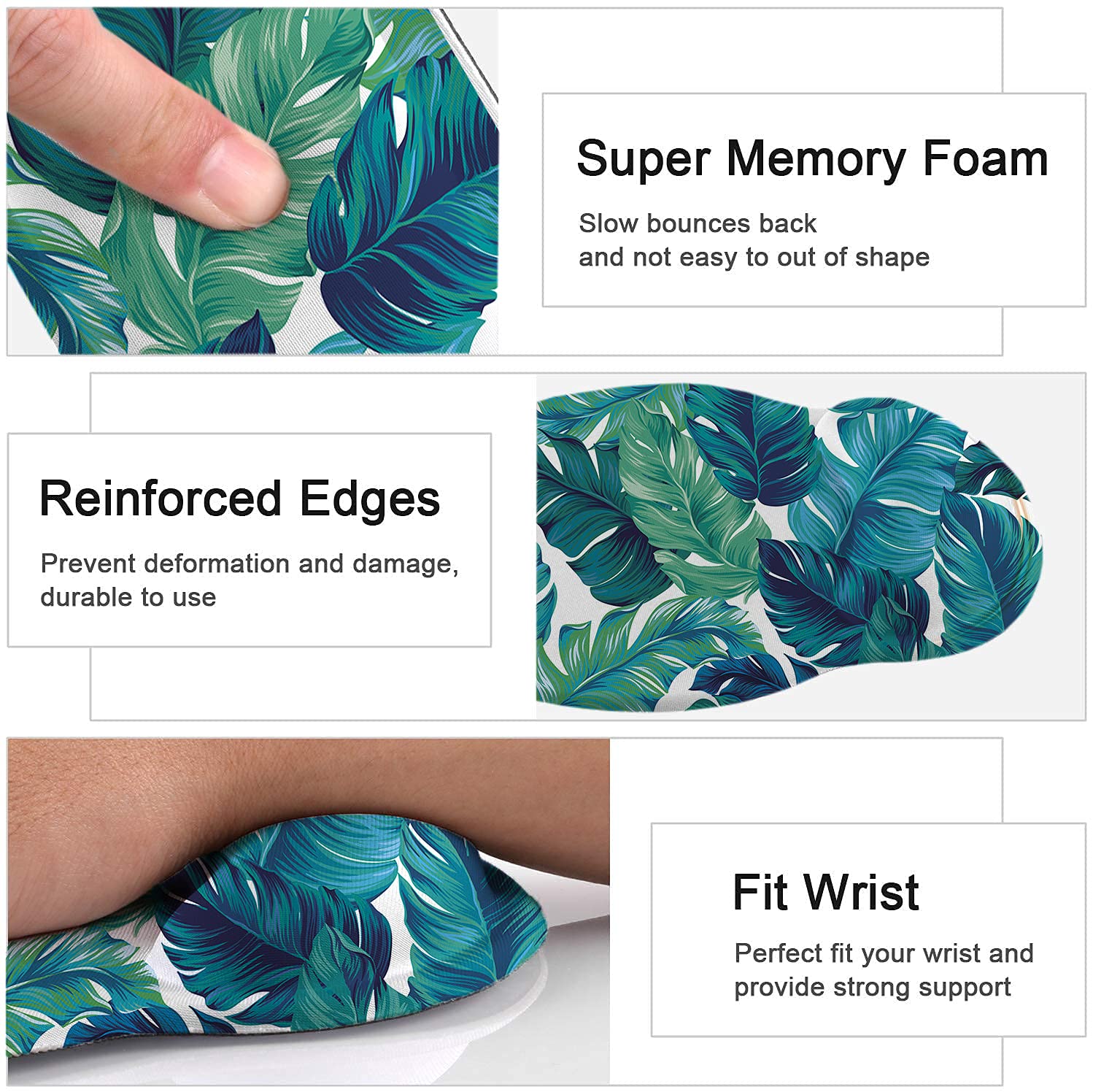 Tappetino per mouse e poggiapolsi con supporto per il polso, ergonomico mouse pad in memory foam per gioco e ufficio, set di supporto per il polso e per il sollievo dal dolore
