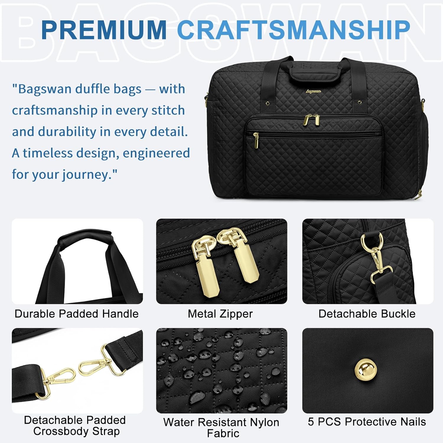 Large Weekender Travel Duffle Bag - With Shoe Compartment Weekender Bags for Womens Carry on Overnight Bag with Toiletry Bag Gym Duffel Bags with Wet Pocket Hospital Bags for Women Labor and Delivery - Image 5