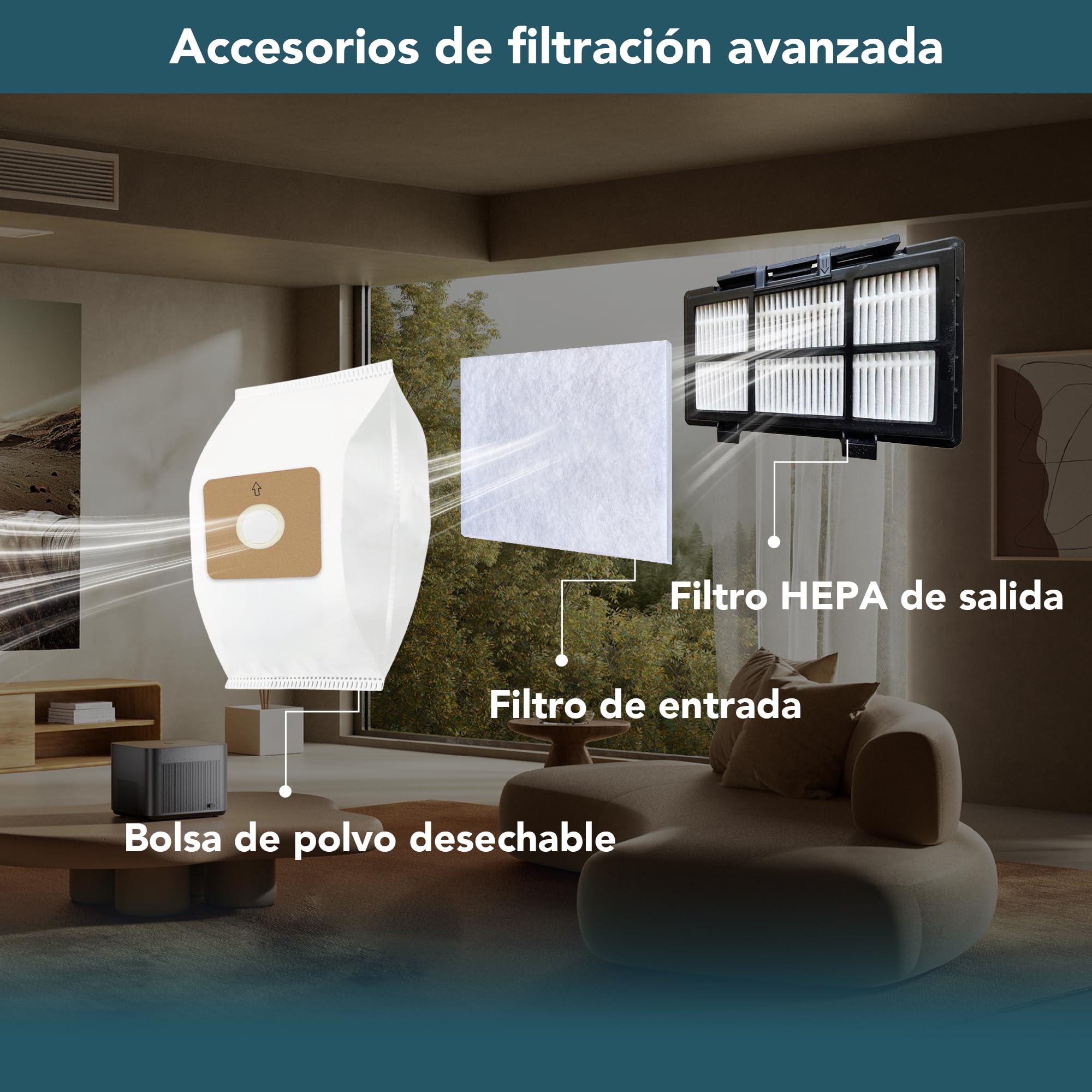 Akitas C5 Aspiradora con Bolsa 850W, Alcance 9m, Cabezal Alemán Wessel-Werk, Filtro HEPA para Mascotas y Alergias, Ligera y Compacta