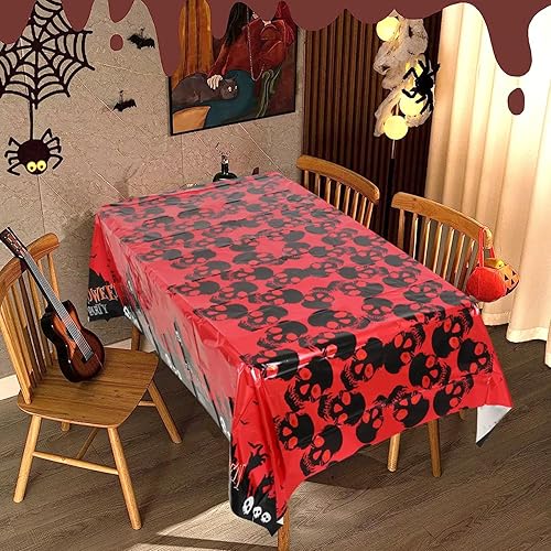 Miniatura 3 de Paquete de 3 manteles impermeables de Halloween, manteles rectangulares desechables de plástico para suministros de decoración de fiesta de