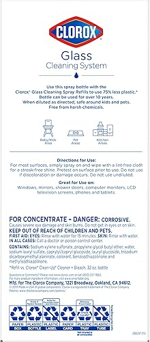 Miniatura 9 de Clorox Glass Cleaner Cleaning System with one Reusable Bottle Plus 2 Refill Cartridges, Household Essentials, 3 Piece Set