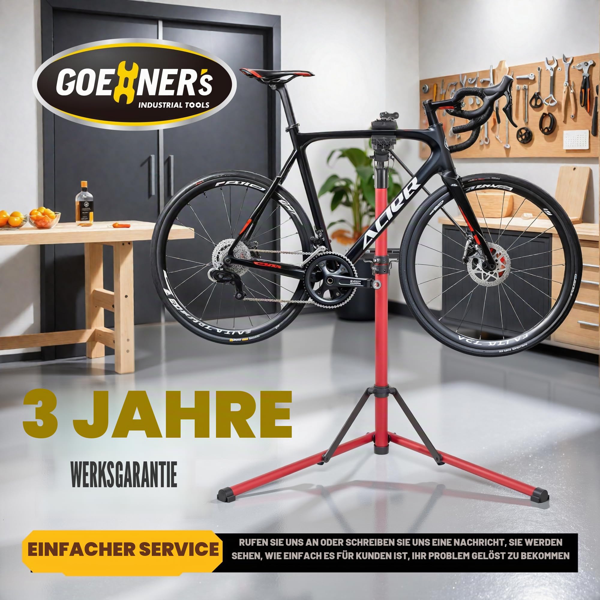 GOEHNER's Upgrade 2.0 Fahrrad-Reparaturständer (max. 50 kg) – tragbarer Aluminium-Fahrradarbeitsständer für Elektro-, Berg- und Rennräder