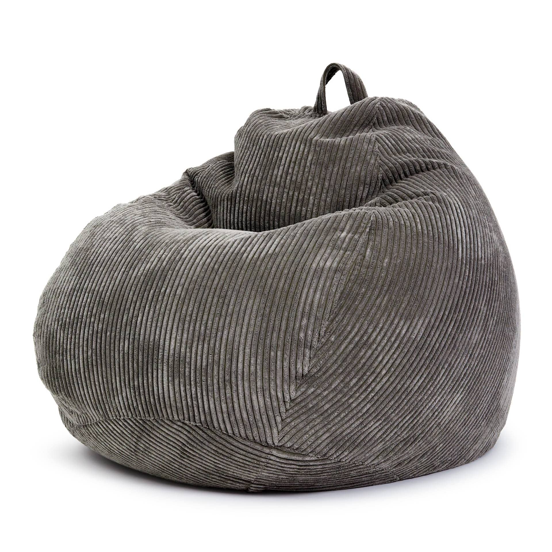 Green Bean© Pouf d'Intérieur 90x110cm Remplissage de Perles EPS & Tissu en Velours Côtelé Doux Lavable - Intérieur Coussin Sol Siège Repos Tabouret Chaise Fauteuil Relax Enfants Adultes Tissu Gris