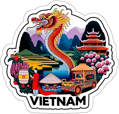 Adhesivo de Vietnam  Calcomanías de vinilo y calcomanías impermeables  Calcomanías estéticas para portátiles, botellas de agua, teléfonos y más