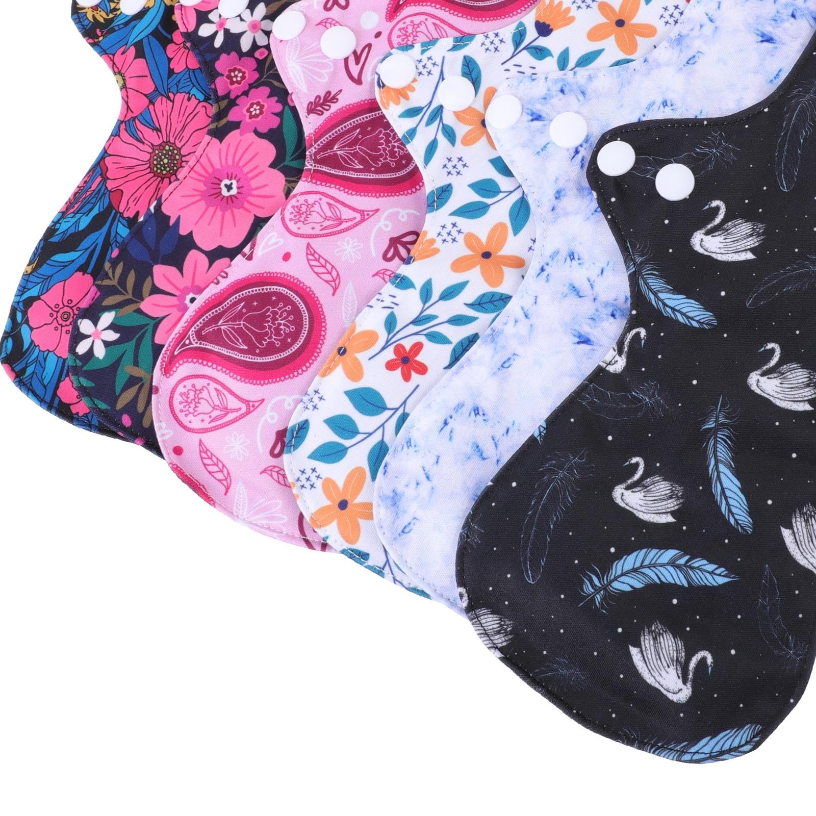 Compresas Reutilizables para Mujeres 6 Unidades Malla Transpirable Absorbente Grande para Postparto y Adultos Toallas Sanitarias Duraderas a Prueba de Fugas Color Aleatorio