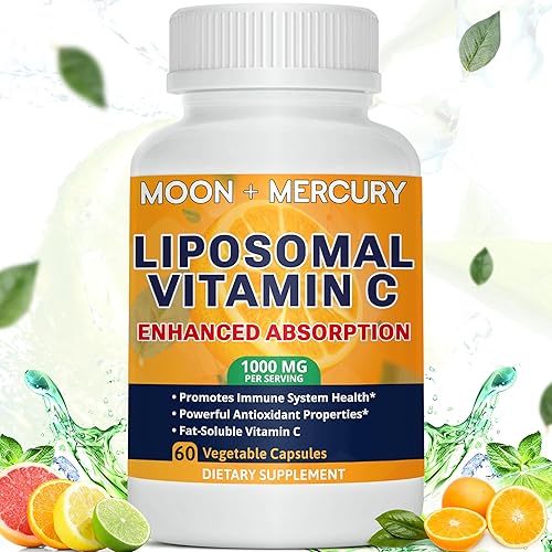 Liposomal - Vitamina C 1000mg - 60 Cápsulas de Vitamina C - Mayor absorción, biodisponibilidad Vitamina C liposomal por Luna y Mercurio