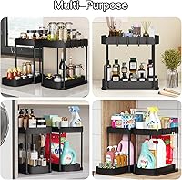 Vista 6 de Organizadores de almacenamiento extraíbles multiusos, organizadores debajo del fregadero/gabinete y almacenamiento para baño y cocina, negro, 12.8