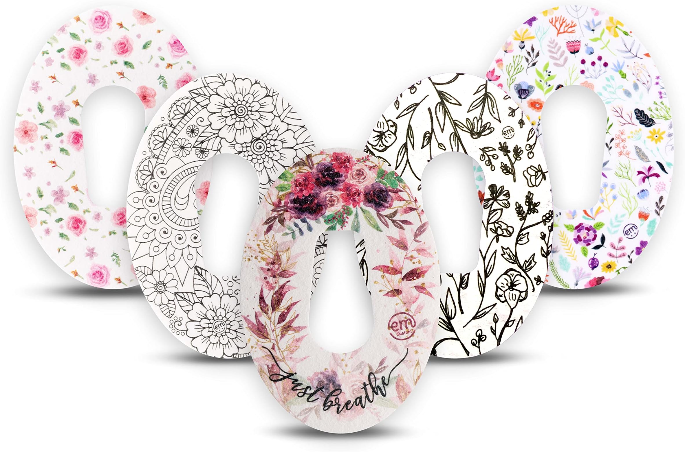 Adhesive Patches for Dexcom G6 (Pack of 5) - Made in The USA, Waterproof, Non-Fraying, Pre-Cut CGM Sensor Tapes (Spring Blooms)