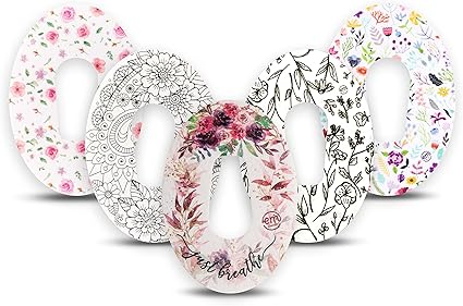 ExpressionMed - Adhesive Patch for Dexcom G6 (5-Pack) - Made in The USA, Waterproof, Split Backing, CGM Tape (Spring Blooms)