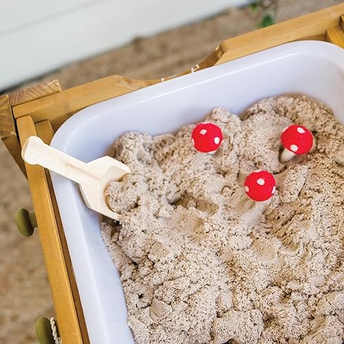 Miniatura 7 de MindWare Mesa sensorial de brotes sensoriales, mesa de madera resistente que incluye 3 contenedores sensoriales, 2 tazas y 3 ganchos, juego