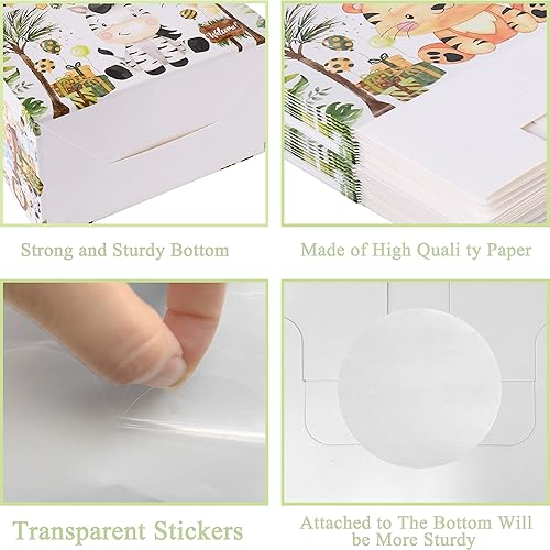 Miniatura 6 de 24 cajas de regalo de fiesta de animales de la selva, suministros de fiesta de safari, cajas de regalo con temática de animales de acuarela para