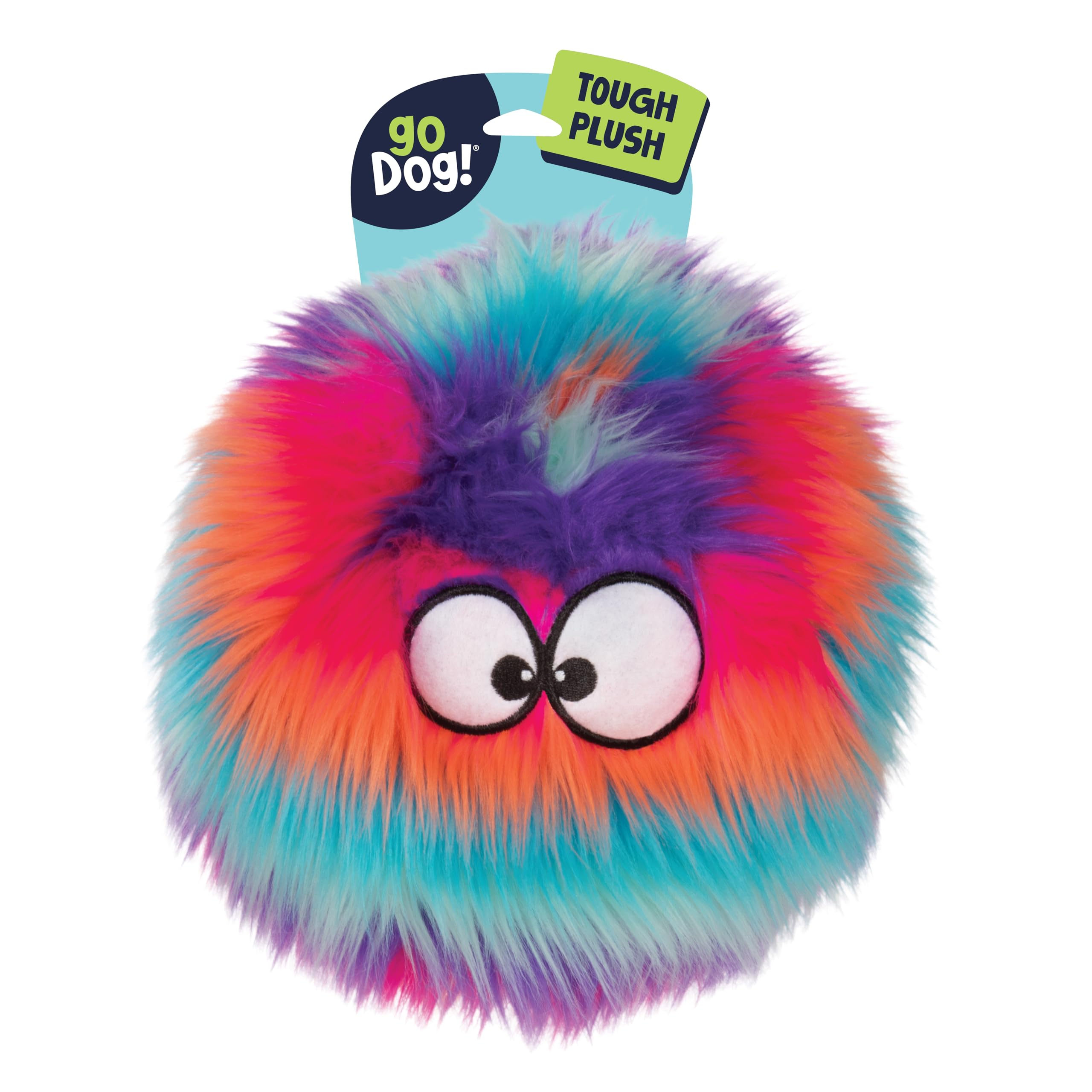 Moonmoon goDog Furballz with Chew Guard Technology Plush Dog Toy, Large, Bright Rainbow