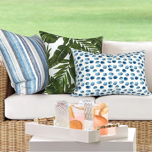 Miniatura 6 de DYTXIII Paquete de 2 almohadas lumbares impermeables para exteriores con rellenos, almohada decorativa rectangular para patio para el hogar, sofá,