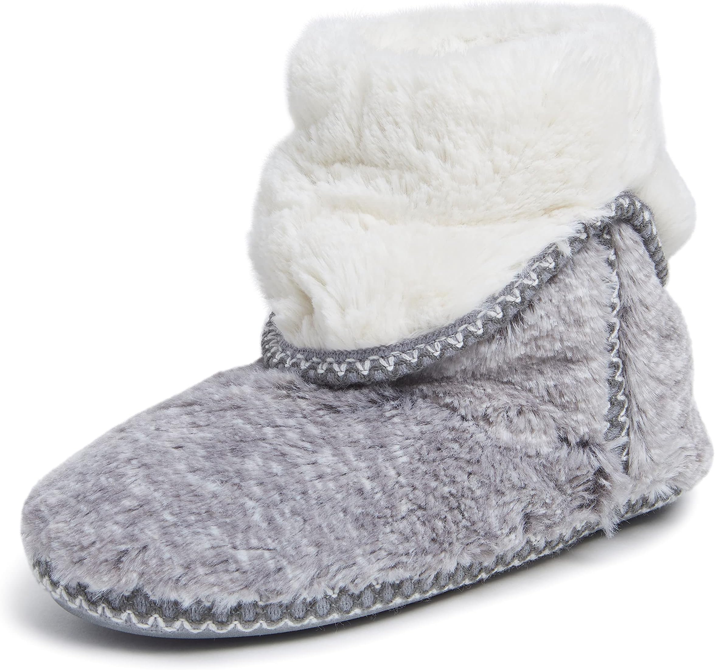 Women's Fuzzy Memory Foam Beth Bedroom Bootie Slipper Sock With Grippers