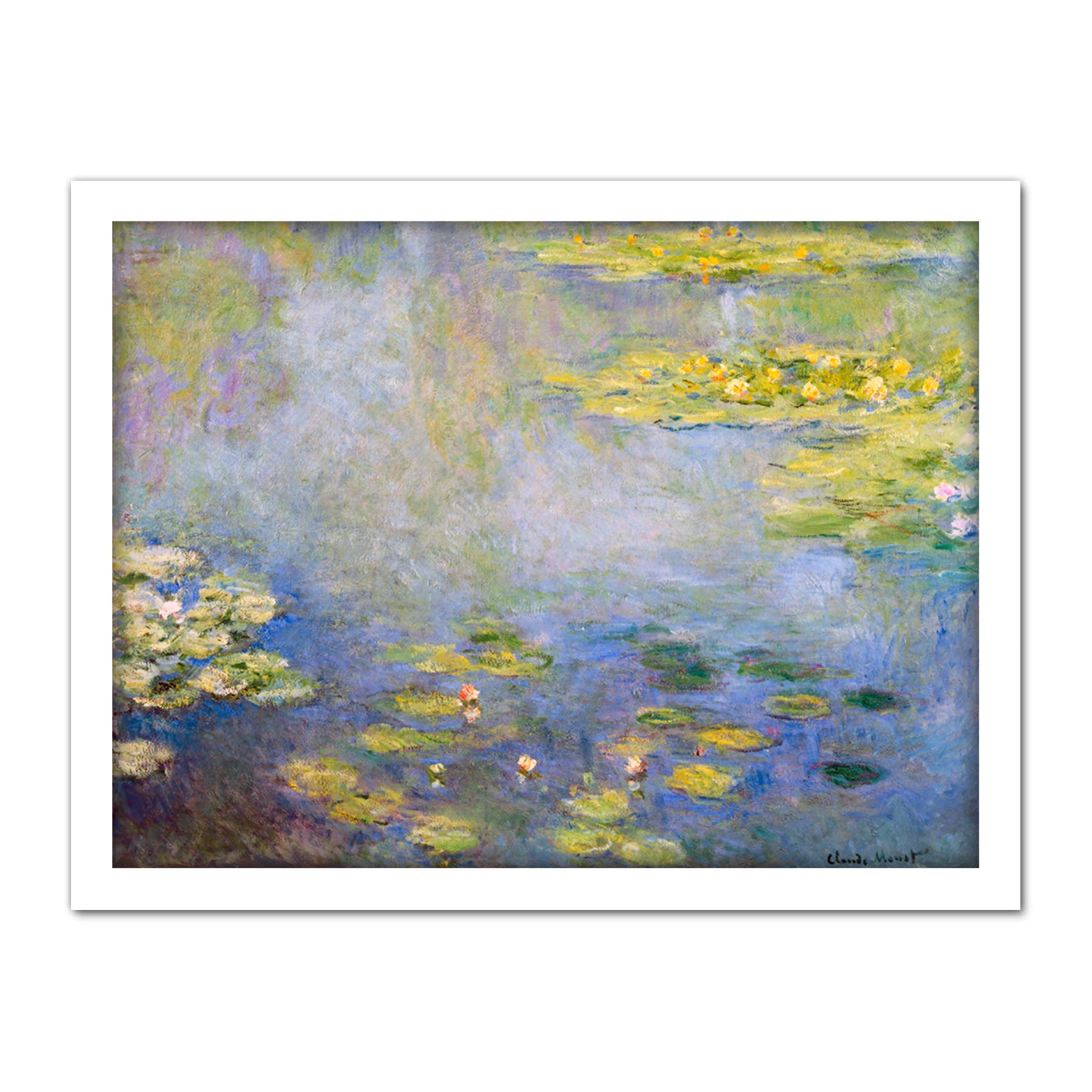 Fine Art Prints Framed White 18X24 Claude Monet Waterlilies Large Framed Art Print Poster Wall Decor 18X24