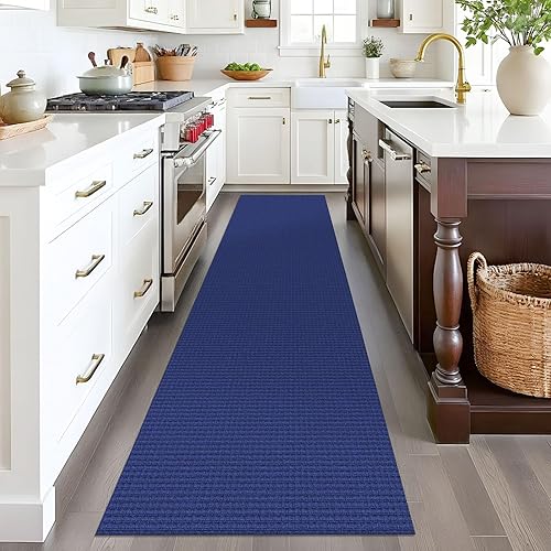 Vista 183 de EARTHALL - Tapete tejido lavable con parte trasera de goma, tapete trenzado de algodón antideslizante para interiores para entrada, pasillo, cocina