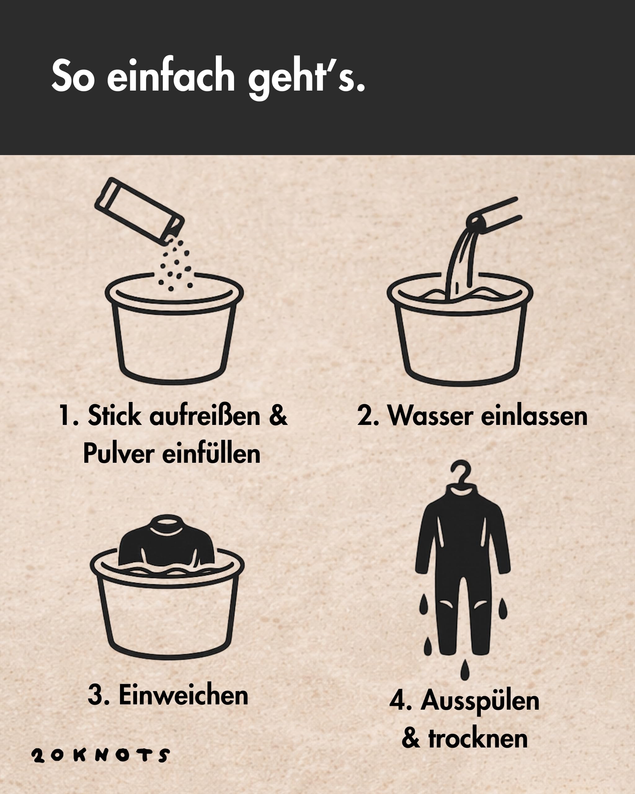 Wetsuit Detox – Neopren Waschmittel Pulver Sticks, 12 Wäschen, Plastikfrei | Pulver statt Flüssig, entfernt Gerüche an der Ursache, ohne Duftstoffe & Enzyme, produziert in Deutschland