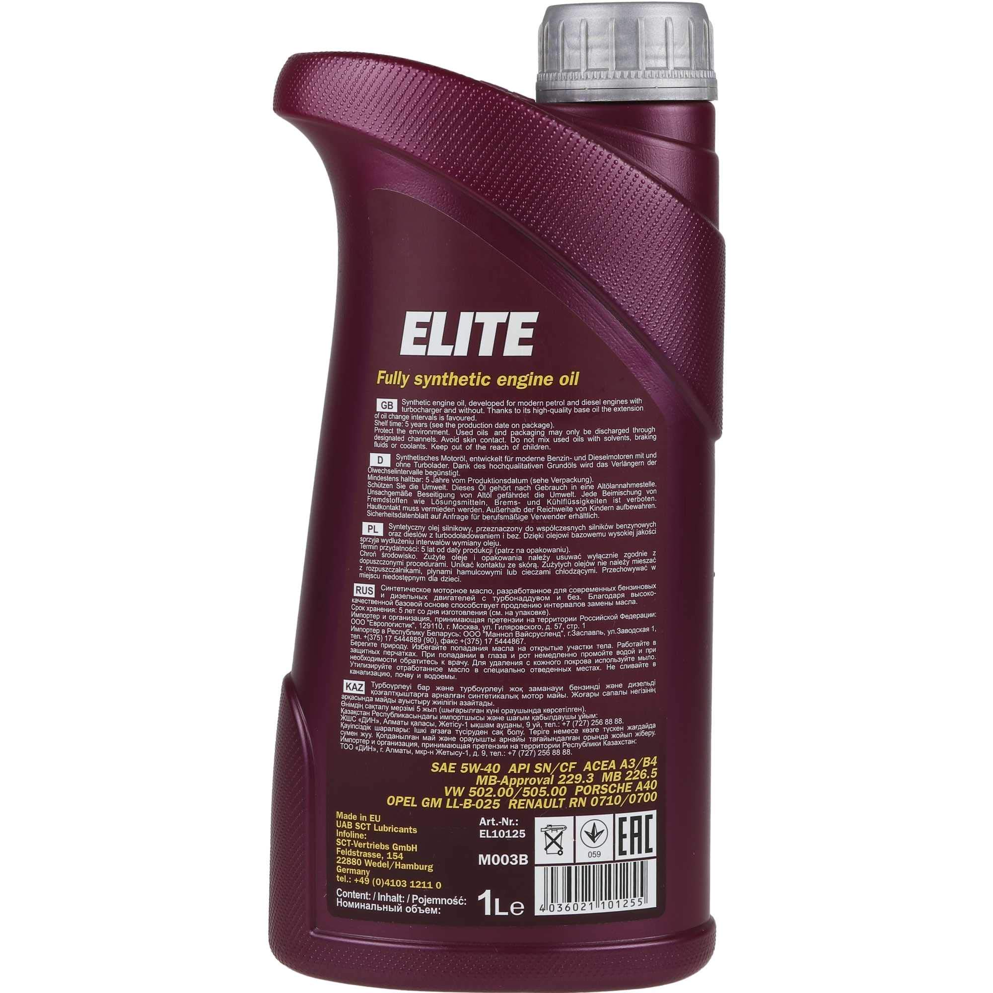 6 Liter Orignal MANNOL Elite 5W-40 API SN/CF Motoröl Engine Oil Öl 11192447