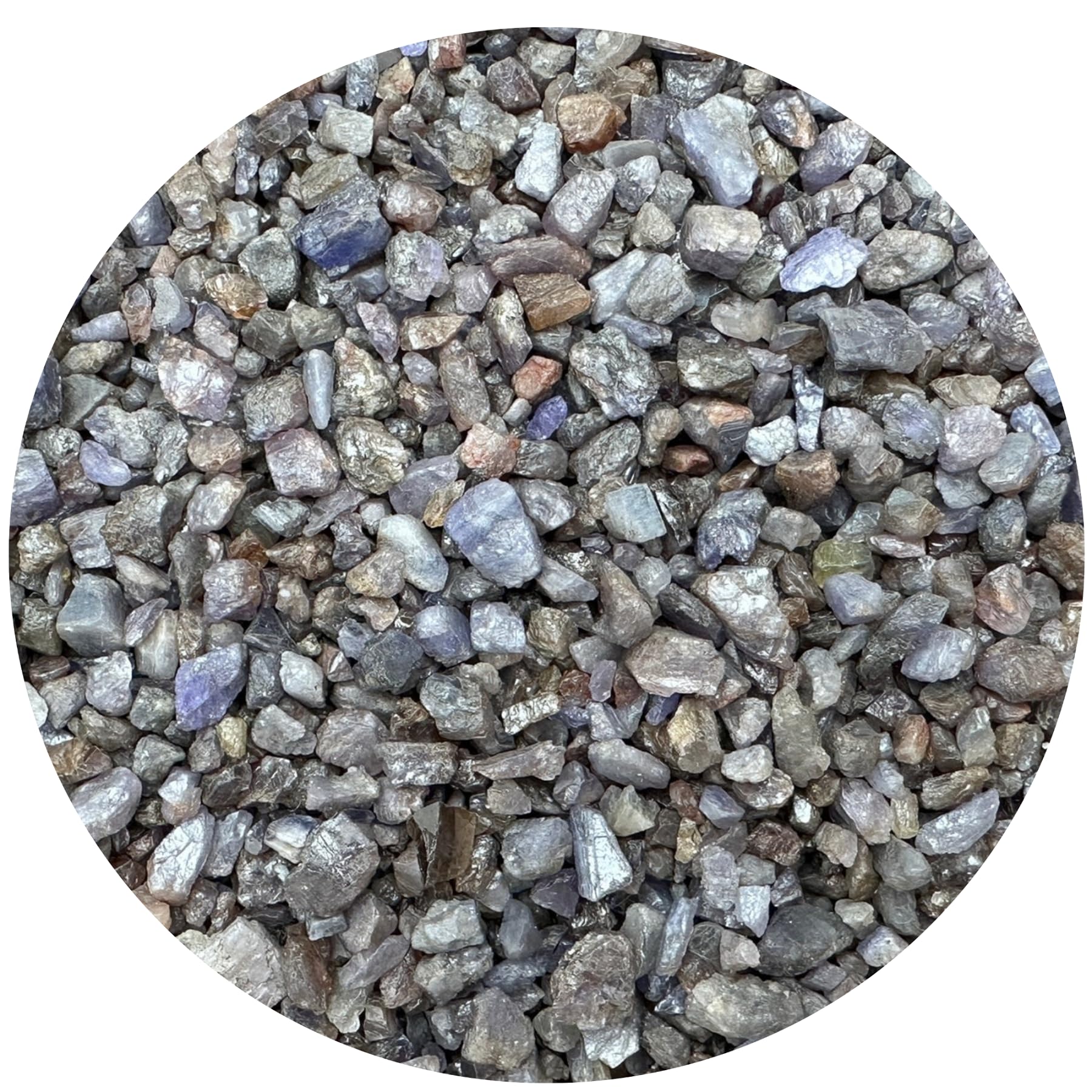 GAF TREASURES 2 oz Lot Natural Semi Tumbled Gemstone Chips, Crushed Mini Crystals, Undrilled Crystal Chips (Sapphire)