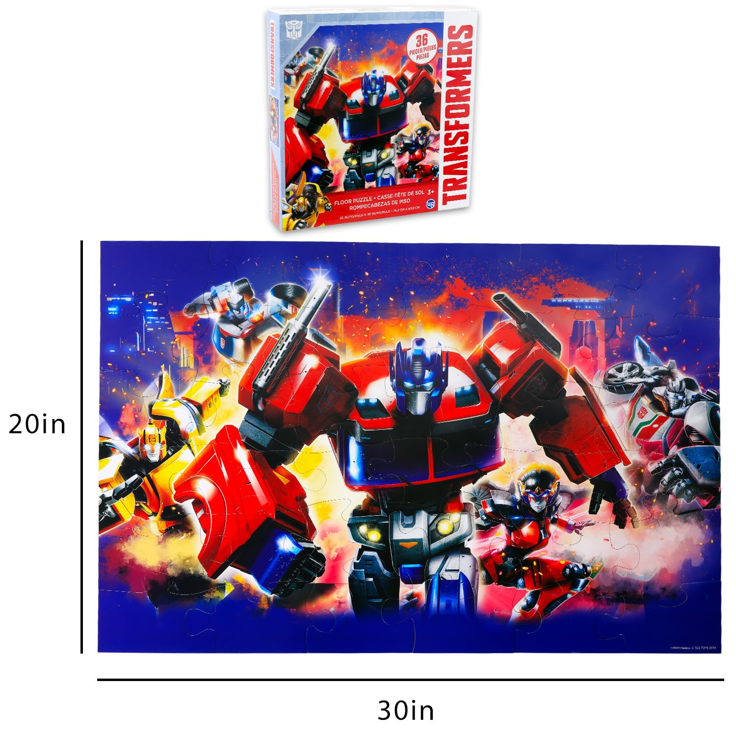 3 Pack Transformers, TMNT, Power Rangers 36-teiliges Boden-Puzzle-Set – Bündel mit 3 verschiedenen Puzzles für Jungen plus Aufkleber, mehr | Boden-Puzzle-Set für Kinder im Alter von 4–8 Jahren