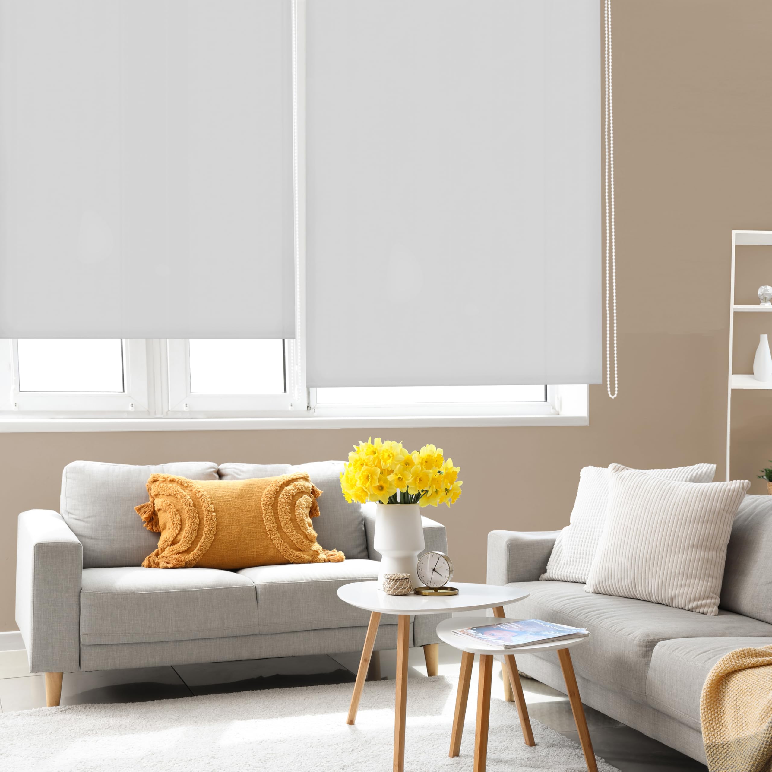 Blindecor Ara | Lichtdurchlässiges Rollo | Silbergrau | 130 x 175 cm (BxH) | Stoffgröße 127 x 170 cm | Rollos für fenster