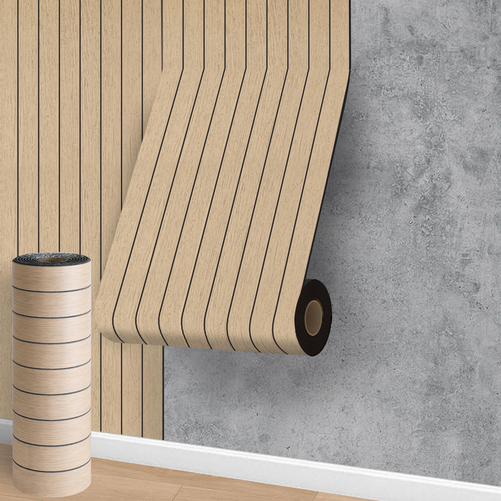 Cathpetic Brown Self Adhesive Wall Panels,Peel and Stick Wall Panels,Wood Slats Wallpaper 3x0.4m 3D Wallpaper 3mm Thick Insulation Wood Wall Panelling for Kitchen Bathroom Living Room Bedroom