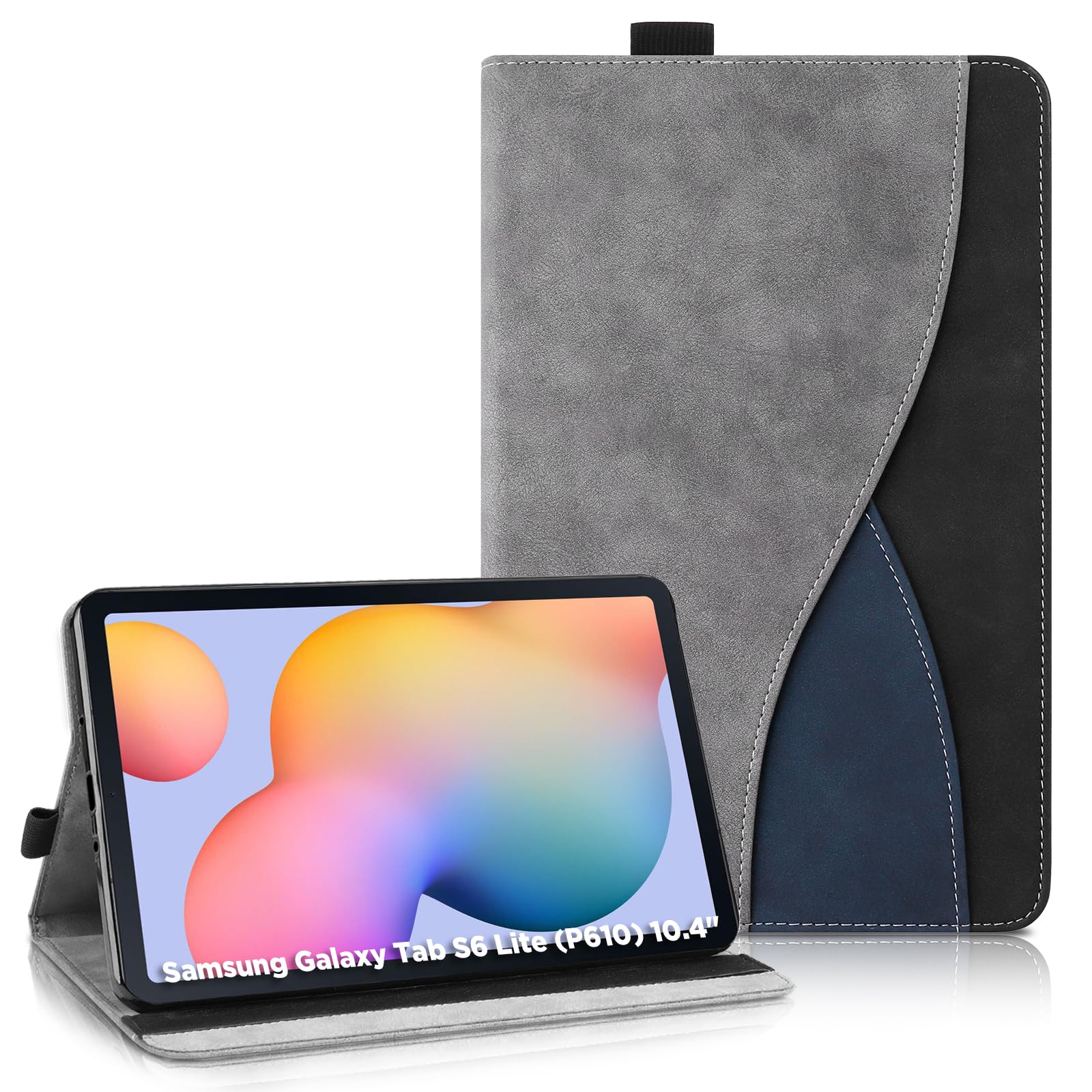 AsWant Custodia per Samsung Galaxy Tab S6 Lite 10.4'' 2024/2022/2020 (SM-P620/P625/P613/P619/P610/P615) - Pelle Ultra Sottile PU Case con Funzione Stand Tablet Protettiva (Gray)