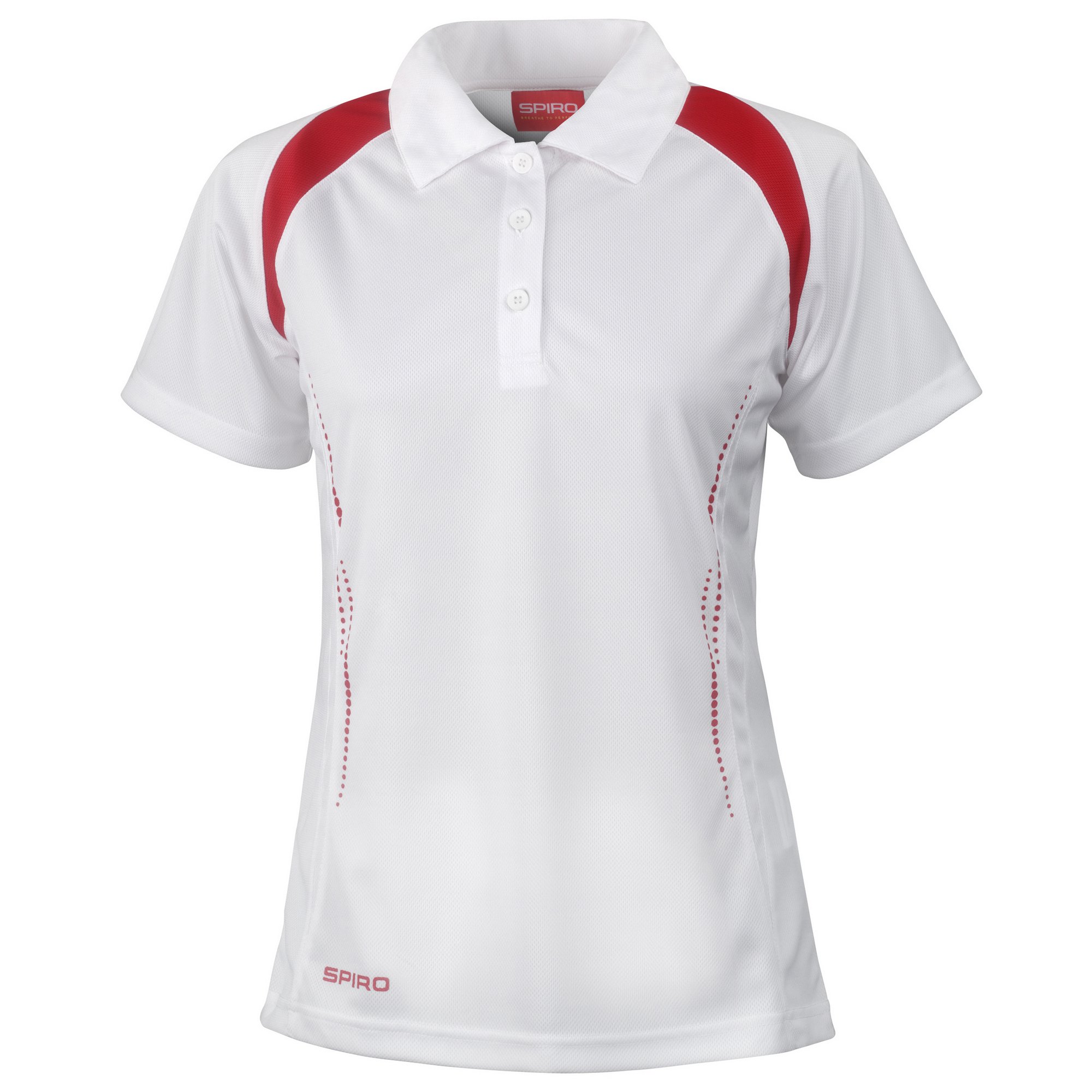 Spiro Womens/Ladies Sports Team Spirit Performance Polo Shirt (XL) (White/Red)