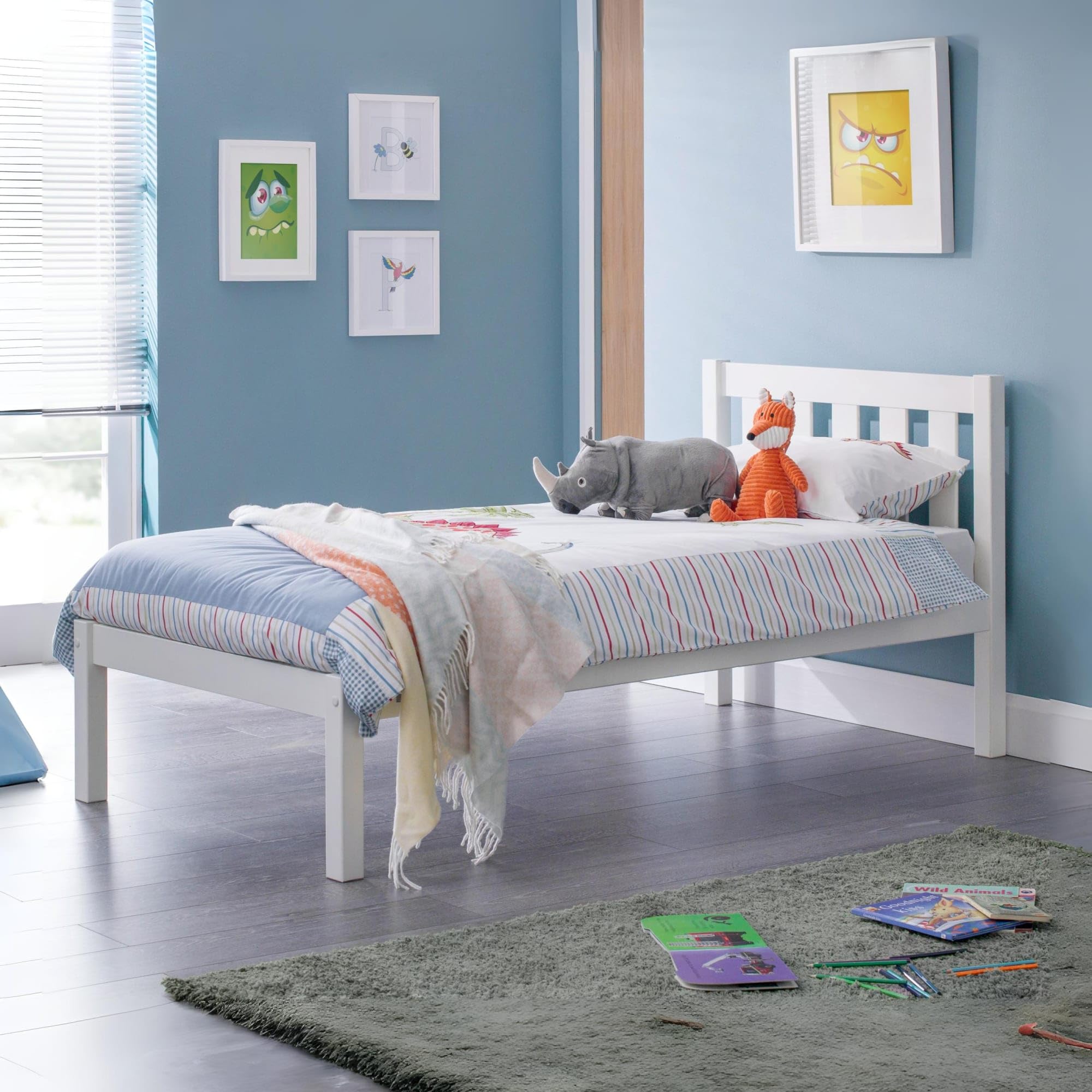 Julian Bowen Luna Single Bed - Solid Pine - Surf White