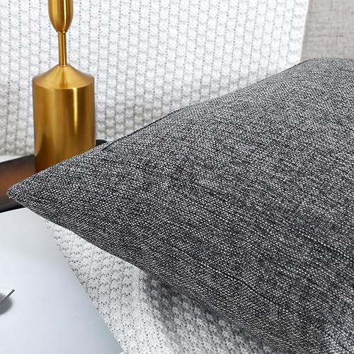 Miniatura 3 de Jepeak - Fundas de cojín de arpillera, paquete de 2 fundas de almohada cuadradas sólidas, gruesas y decorativas para el sofá o sillón, estilo casa