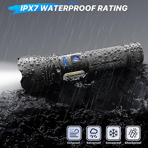 Miniatura 7 de THY TRY Linternas de alto lúmenes, paquete de 2, linternas recargables de 90000 lúmenes altos, linterna LED súper brillante con 7 modos, luz de