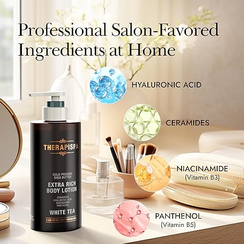 Miniatura 3 de THERAPISPA Crema corporal extra rica con ácido hialurónico, niacinamida, pantenol, ceramidas y manteca de karité, nutre, hidrata, repara la piel