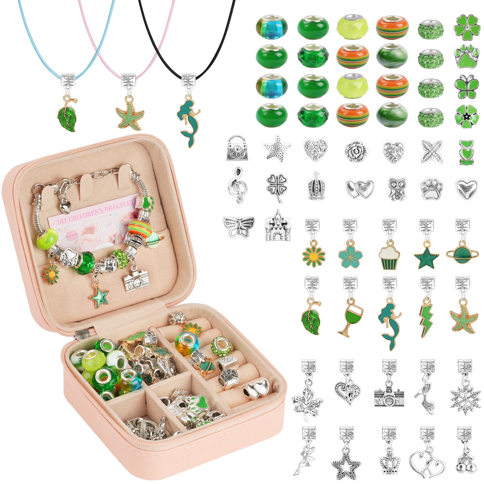 AUAUY Charm Bracelet Making Kit, 66pcs Gifts for Women Bracelet Making Kit with Box Jewellery Making Kit