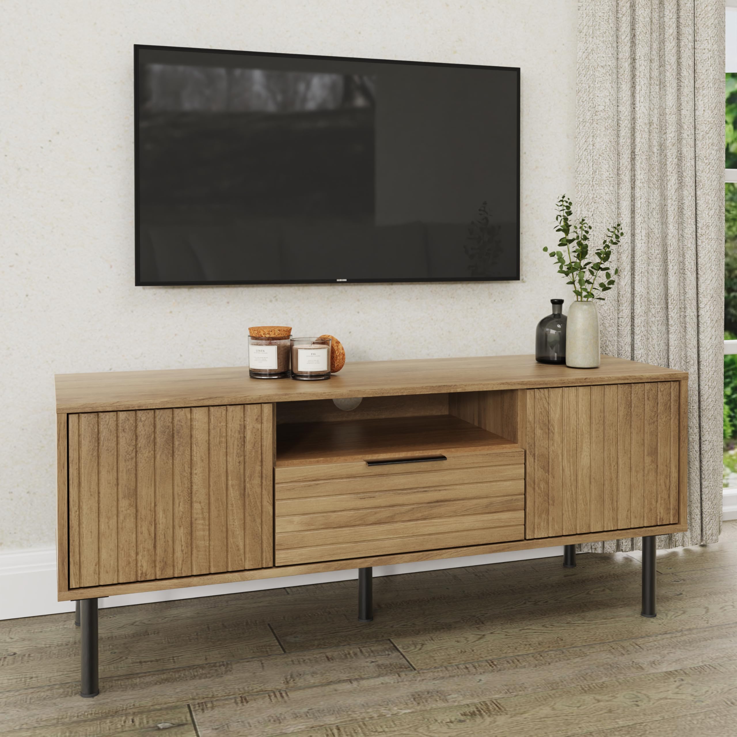 GFW - Nervata TV Unit - Art Deco Style - Black & Gold