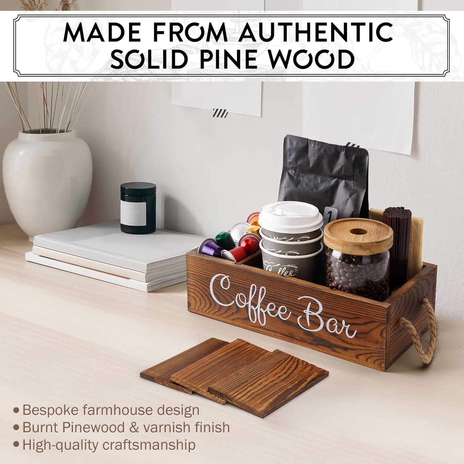 Buy Arjust Coffee Bar Organizer 3 Removable Dividers, Coffee Bar