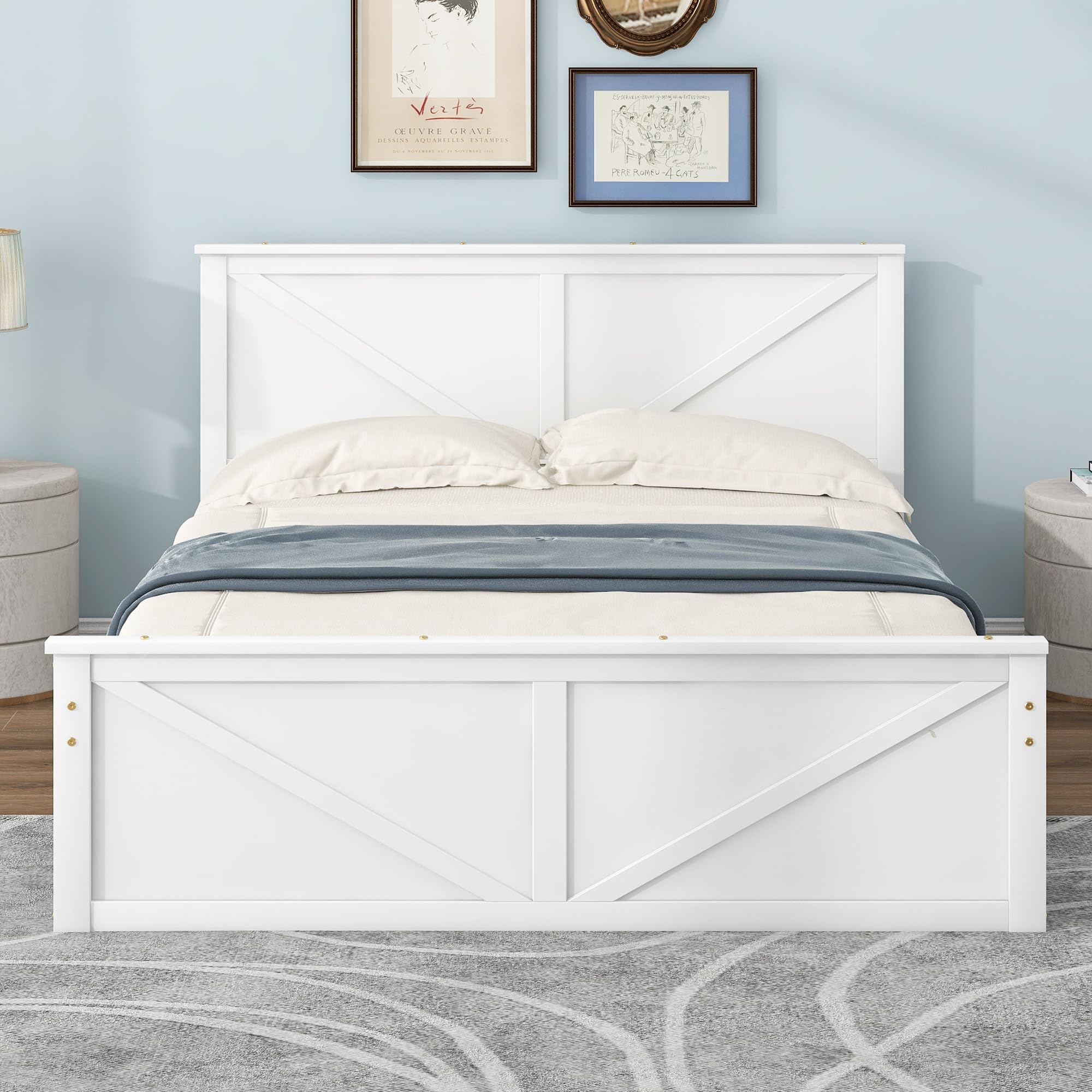Amazon.com: LZ LEISURE ZONE Queen Size Platform Bed with 4