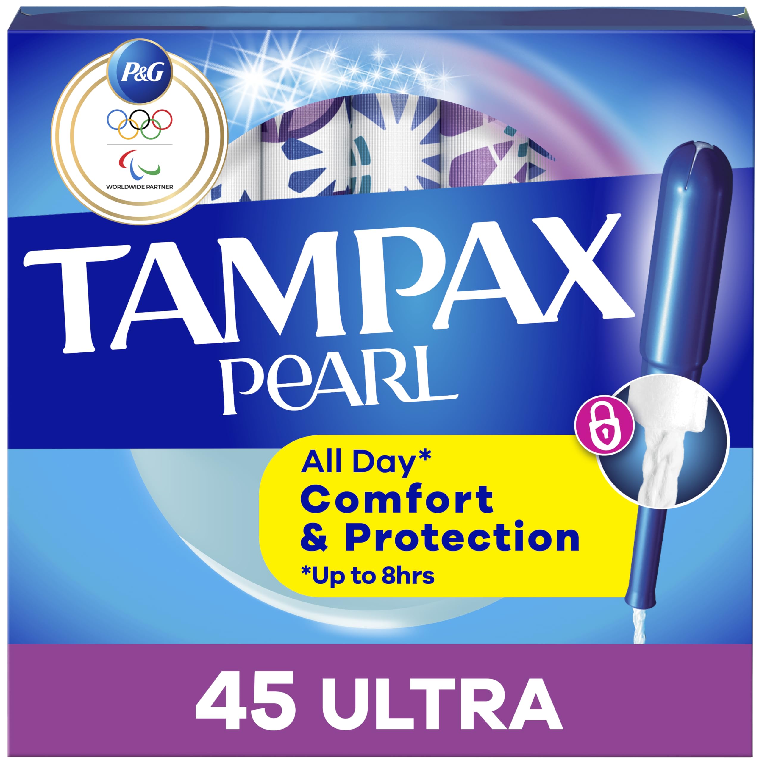 Pearl Tampons, Ultra Absorbency, with Leakguard Braid, Unscented, 45 Count