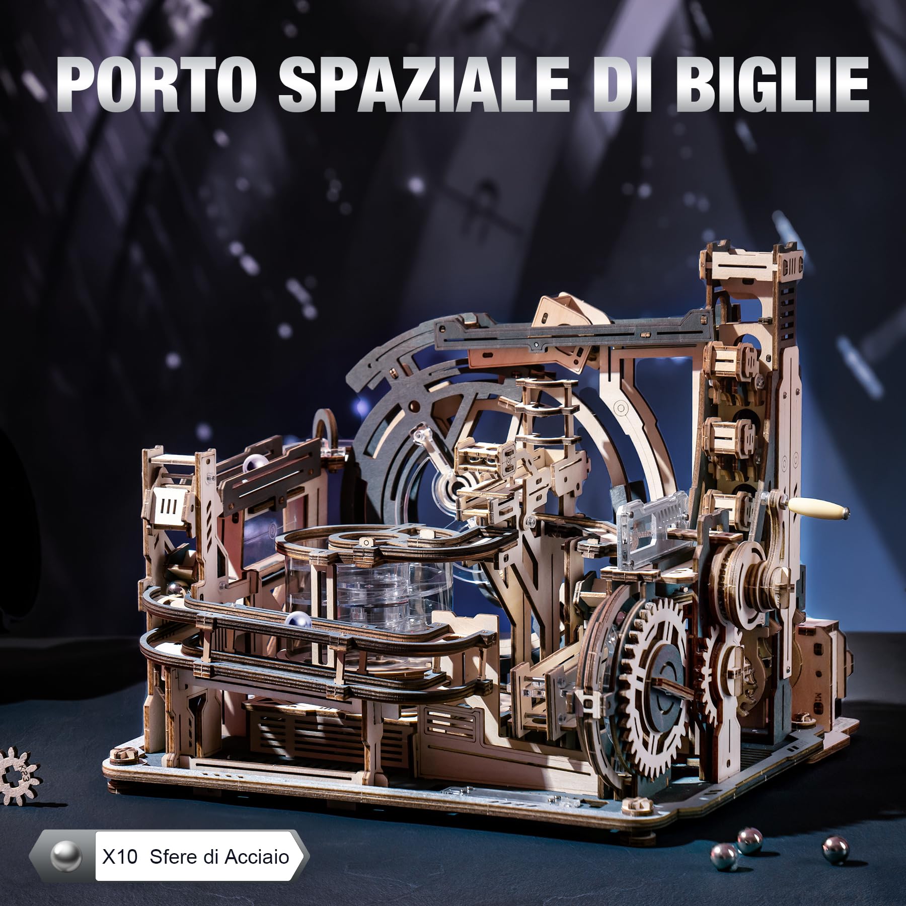 ROBOTIME Porto Spaziale delle Biglie, Modello Meccanico in Legno, LGC01