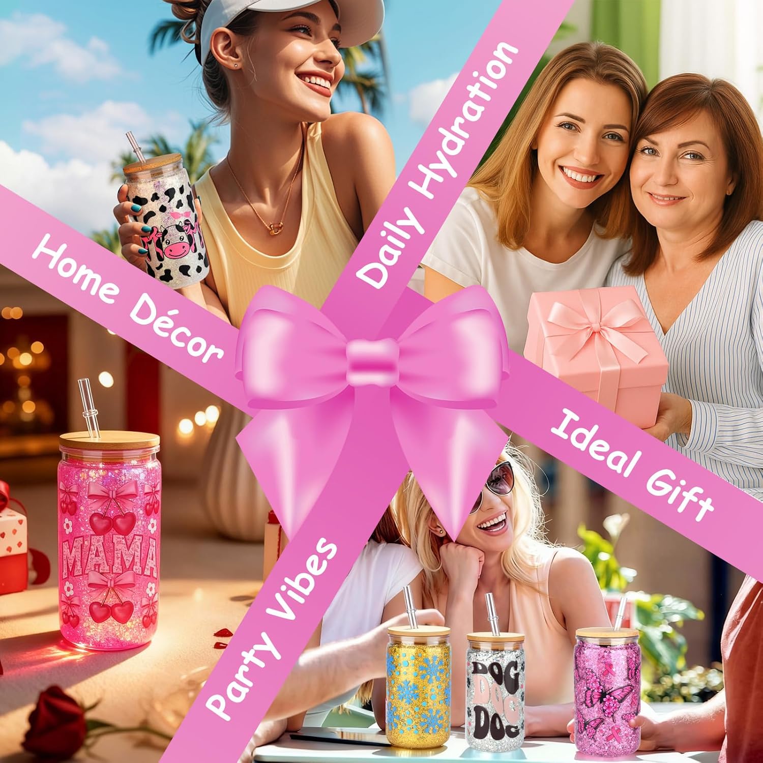 kiddgroo Snow Globe Tumbler Supplies, 25 Pcs DIY Snowglobe Cup Set– Includes 16oz Double-Wall Acrylic Tumbler, Cup Cradle, UV DTF Wraps, Craft Glitter & DIY Tools, Easter Birthday Gifts for Girls - Image 6