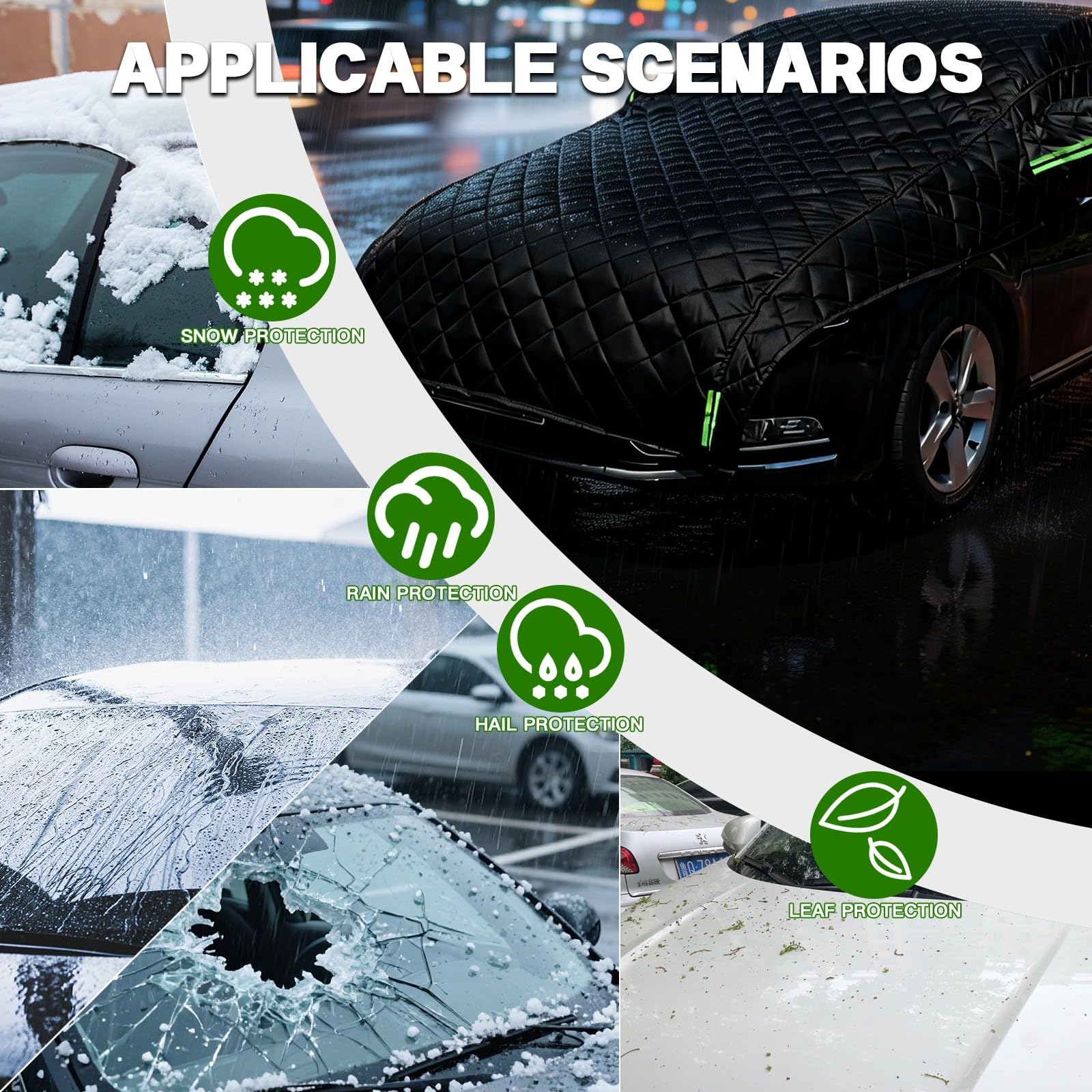 Telo Copriauto Antigrandine Per Skoda Kamiq 2018-2026,Mezza Copertura per Auto Imbottita Anti Grandine da Esterno Impermeabile Protezione pioggia gt540xa